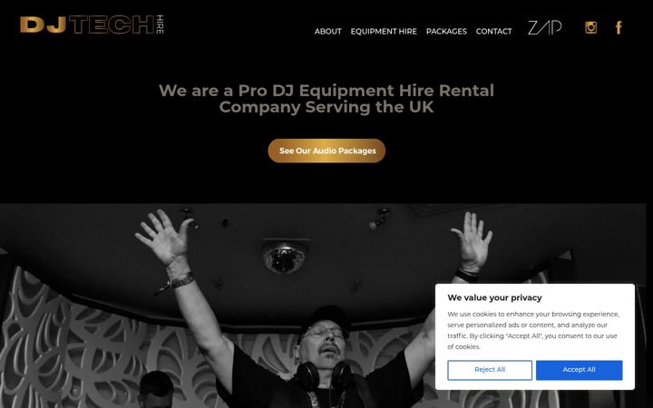 Snímek obrazovky djtechhire.co.uk