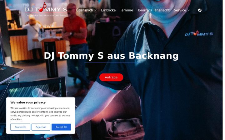 Snímek obrazovky djtommys.de