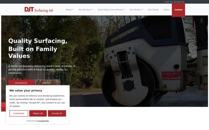 Snímek obrazovky djtsurfacing.co.uk