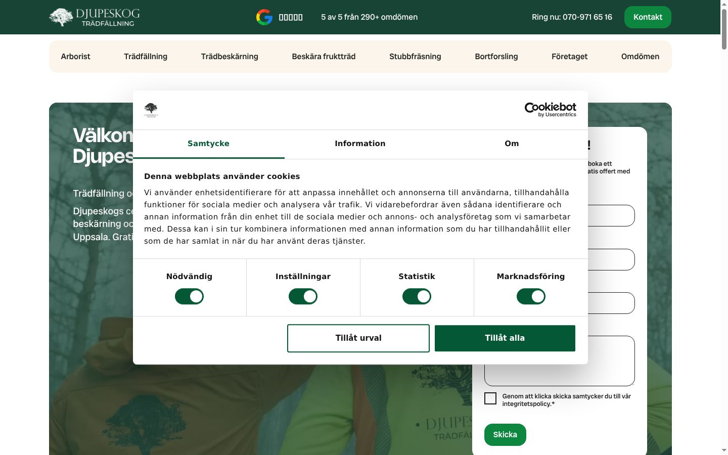 Ekraanipilt nõusolekubännerist, mida näidati enne mis tahes suhtlust