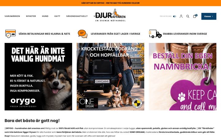 Kuvakaappaus sivustosta djuraffaren.se