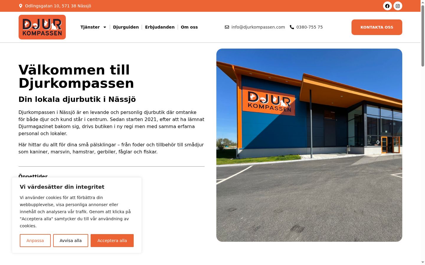 Skærmbillede af samtykkebanneret, som det blev vist før nogen interaktion