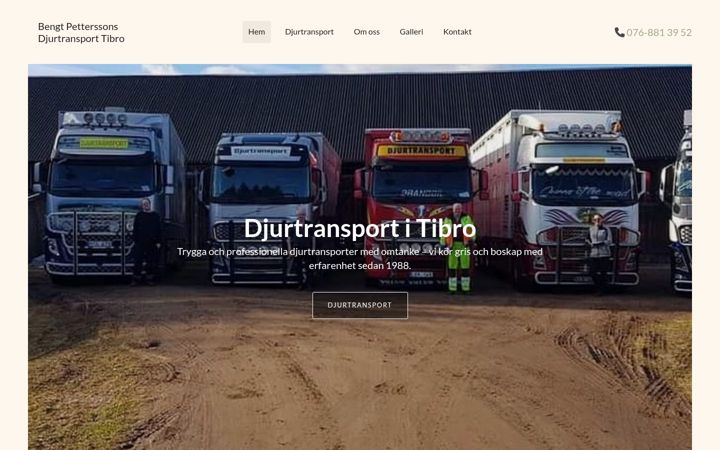 Snímek obrazovky djurtransporttibro.se