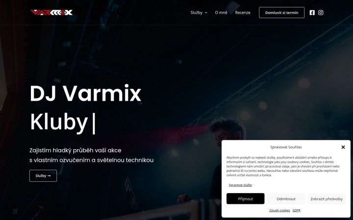 Snímek obrazovky djvarmix.cz