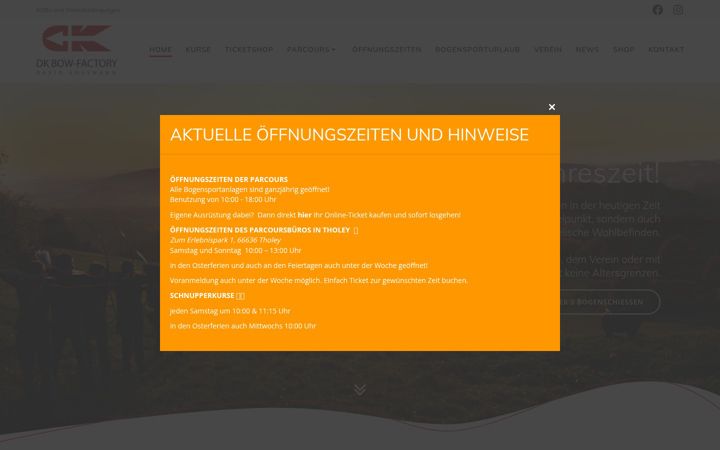 Screenshot of dk-bogenschiessen.de