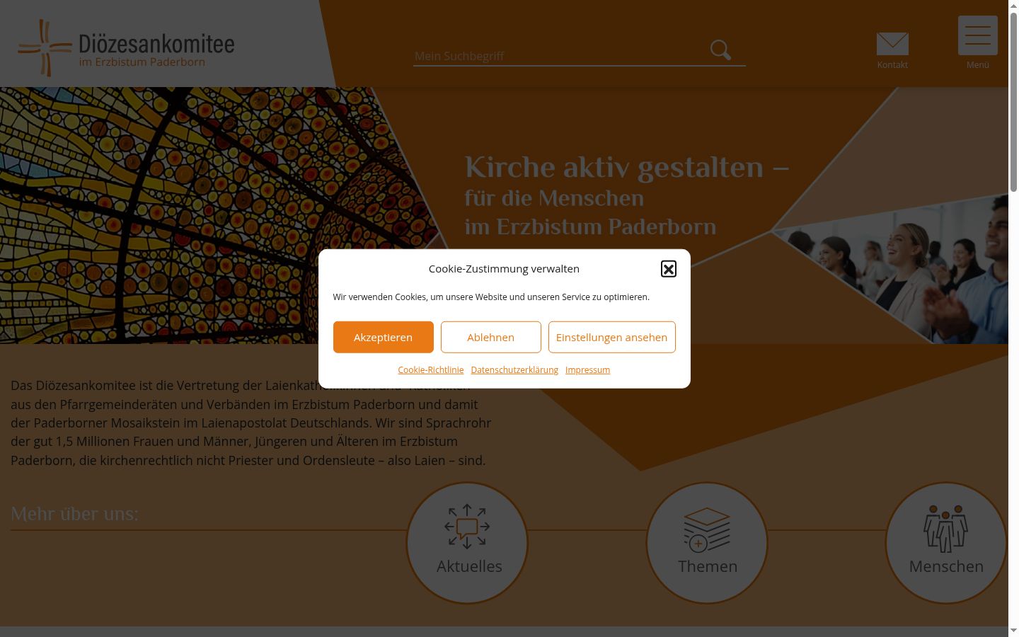 Skärmbild av samtyckesbannern som visades före någon interaktion