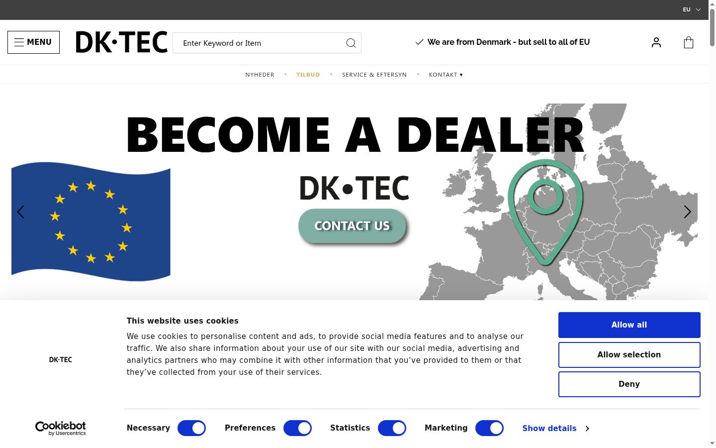 Screenshot of the consent banner shown before any interaction