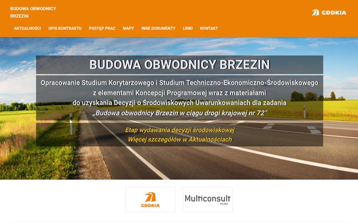 Kuvakaappaus sivustosta dk72-obwodnicabrzezin.pl