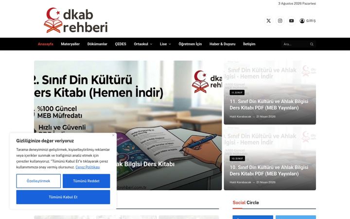 Екранна снимка на dkabrehberi.com.tr