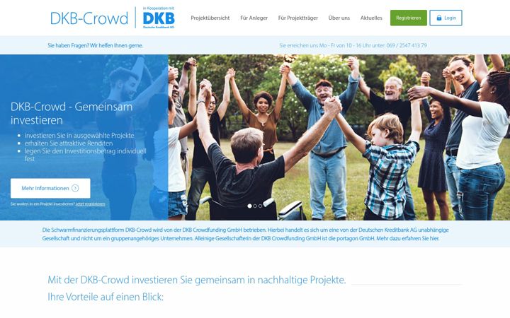 Captura de pantalla de dkb-crowdfunding.de