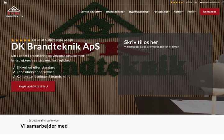 Kuvakaappaus sivustosta dkbrandteknik.dk