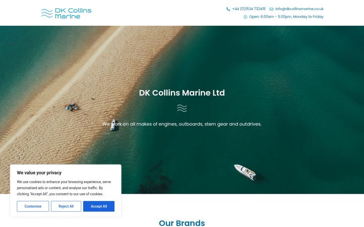 Snímek obrazovky dkcollinsmarine.co.uk
