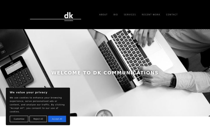 Snímek obrazovky dkcomms.co.uk