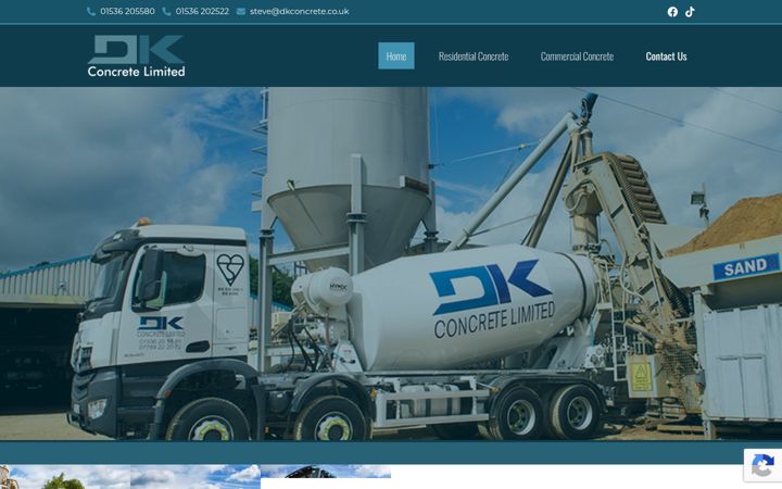Snímek obrazovky dkconcrete.co.uk