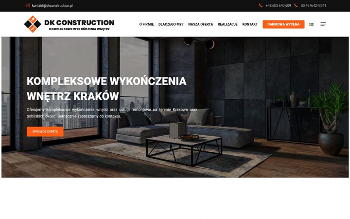 Kuvakaappaus sivustosta dkconstruction.pl