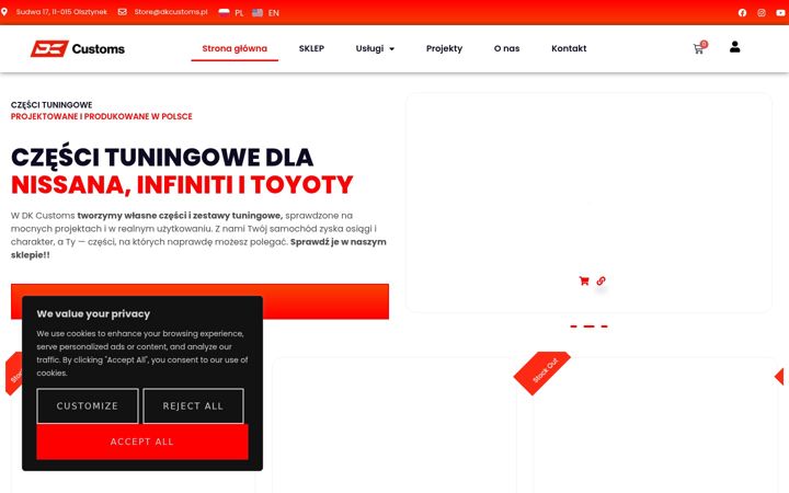 Kuvakaappaus sivustosta dkcustoms.pl
