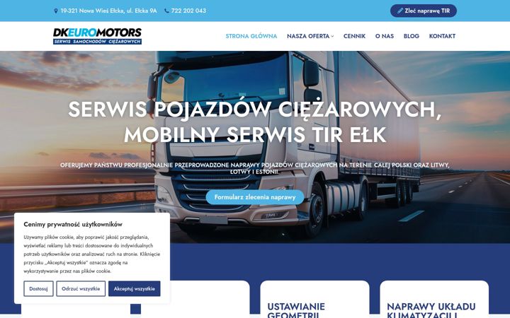 Kuvakaappaus sivustosta dkeuromotors.pl