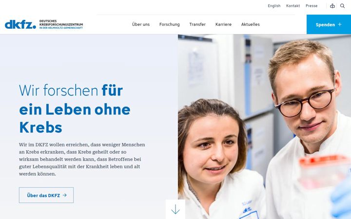 Screenshot von dkfz.de