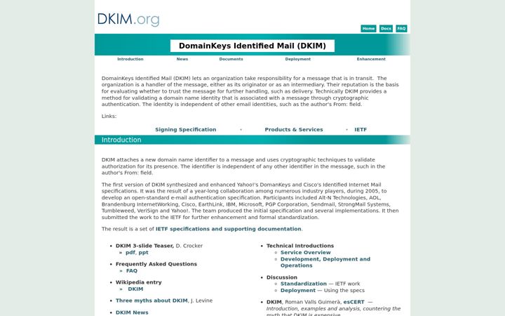 Screenshot of dkim.org