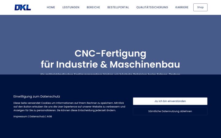 Screenshot of dkl-fertigungstechnik.com