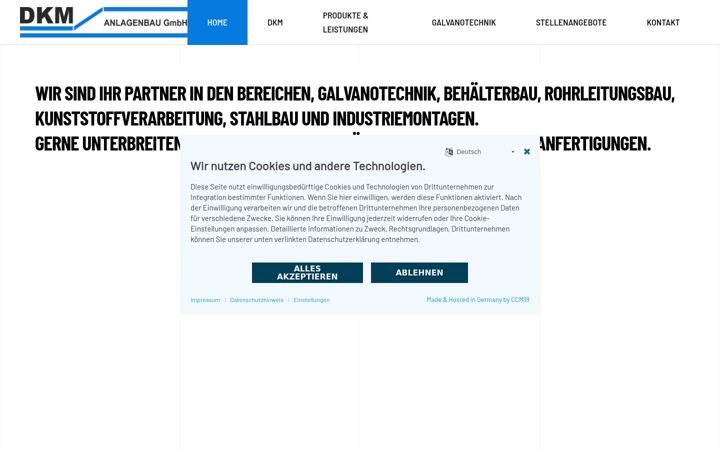 Screenshot of dkm-anlagenbau.de