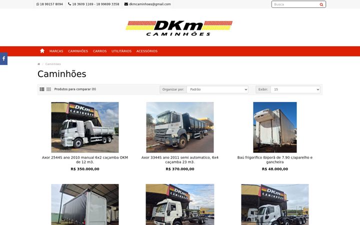 Screenshot stránky dkm.com.br