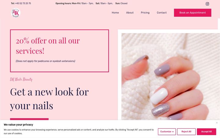 Captura de pantalla de dknails.dk