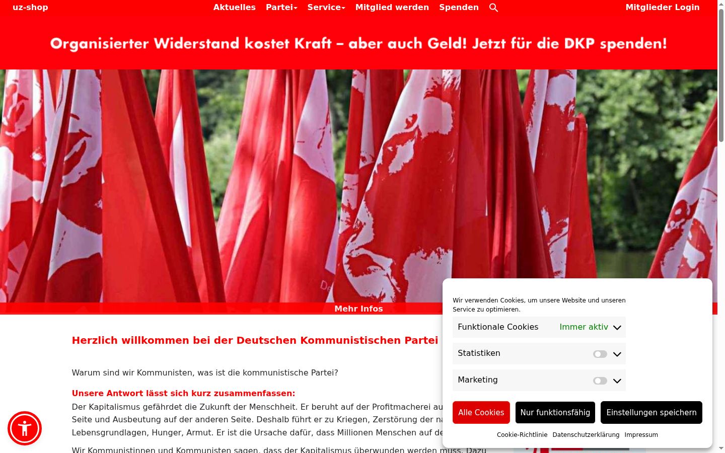 Screenshot van de toestemmingsbanner zoals getoond vóór enige interactie