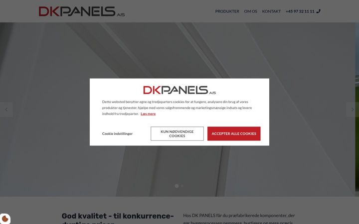 Posnetek zaslona dkpanels.dk