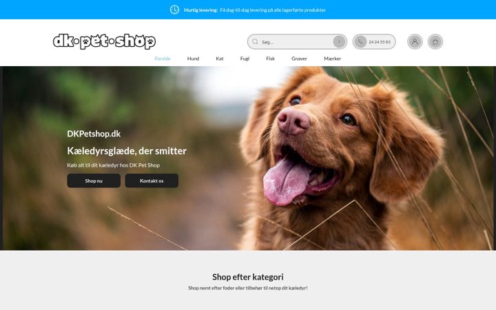 Posnetek zaslona dkpetshop.dk