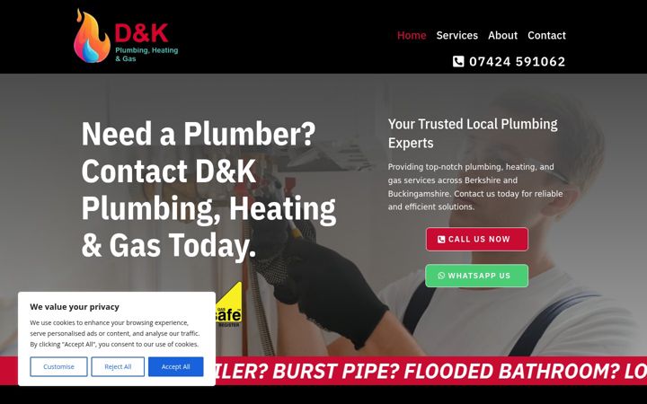 Ekraanipilt saidist dkplumbing.uk