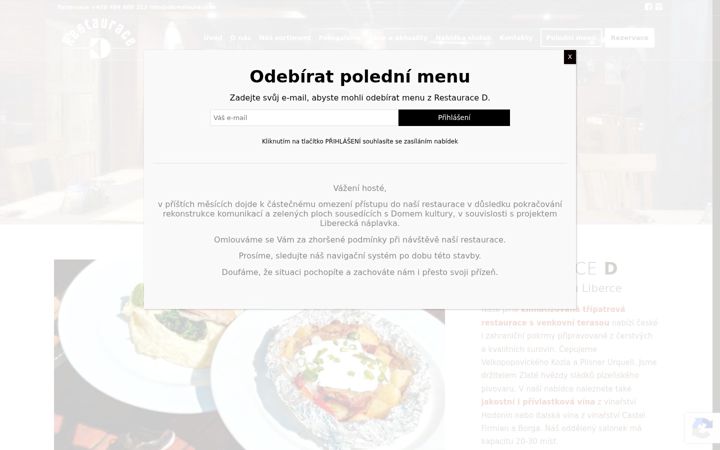 Snímek obrazovky dkrestaurace.cz