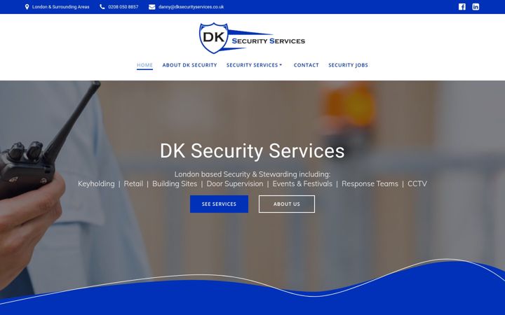 Ekraanipilt saidist dksecurityservices.co.uk