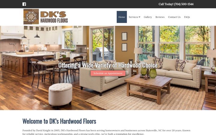 Screenshot of dkshardwoodfloors.com