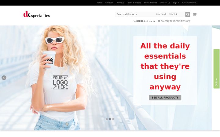 Screenshot of dkspecialties.com