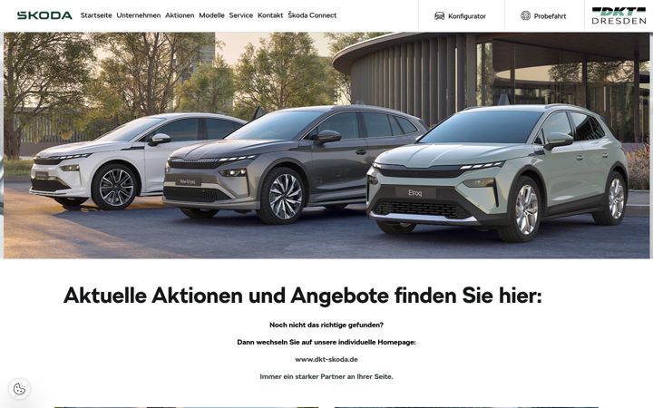 Screenshot of dkt.skoda-auto.de