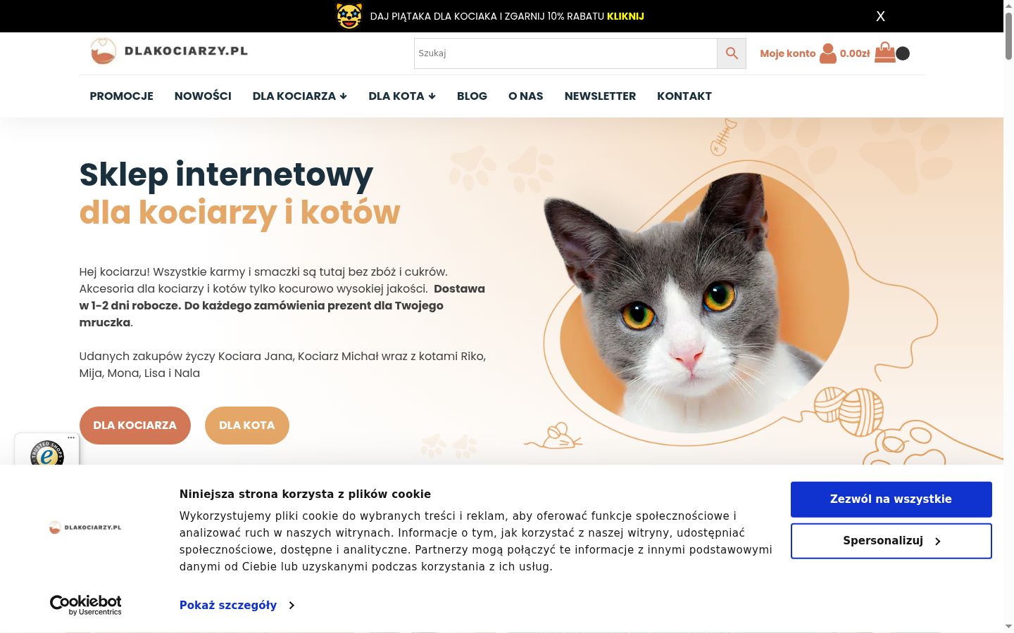 Snimka zaslona bannera za privolu prikazanog prije bilo kakve interakcije