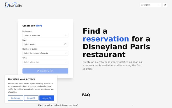 Screenshot of dlandtables.com