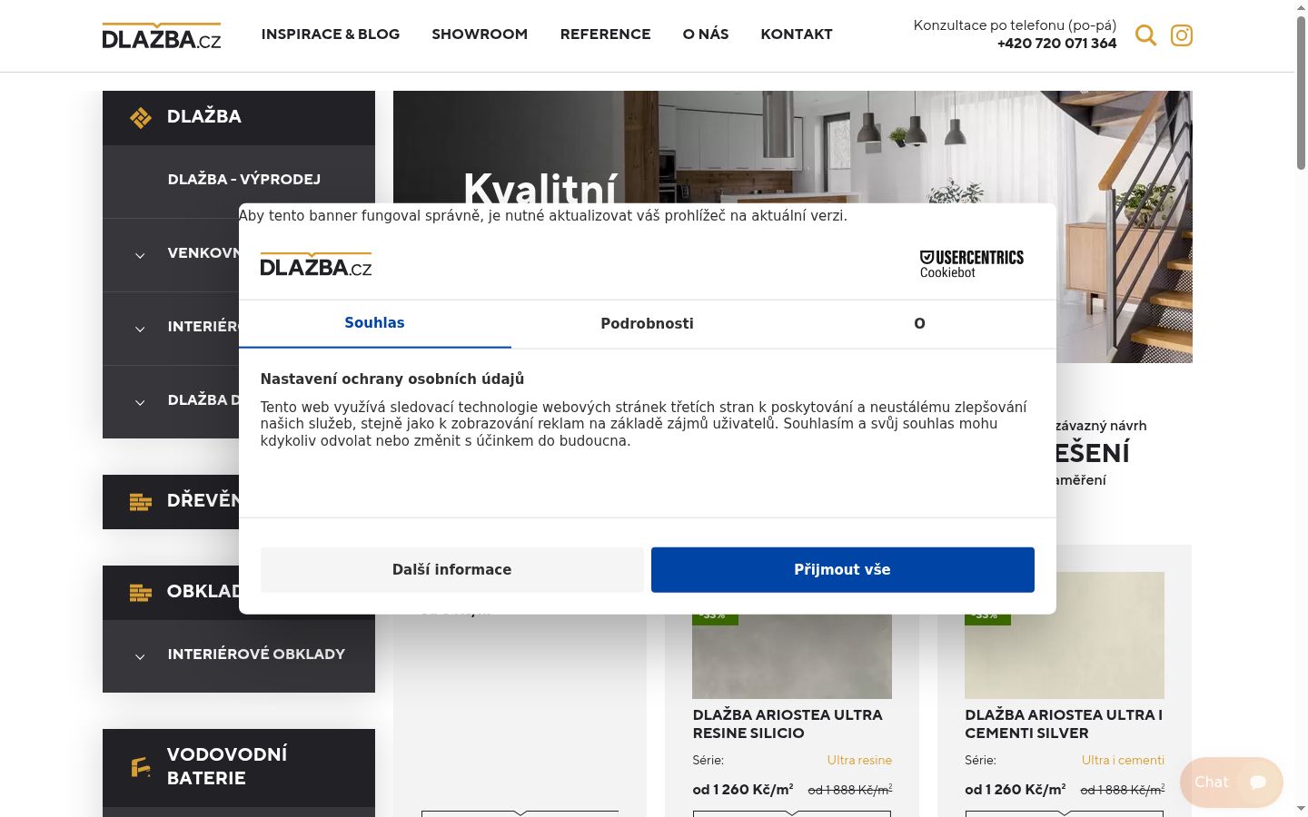 Screenshot des Einwilligungsbanners vor jeglicher Interaktion