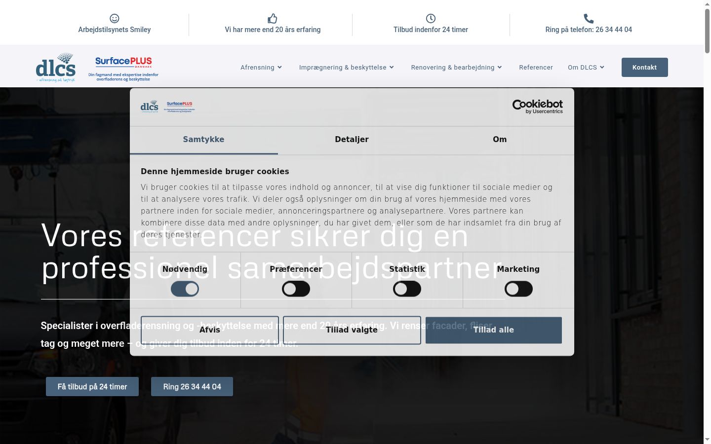 Screenshot of the consent banner shown before any interaction