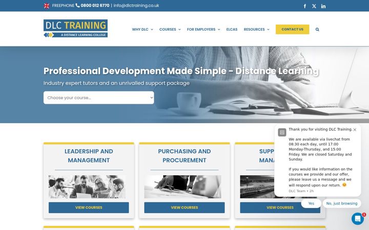 Snímek obrazovky dlctraining.co.uk
