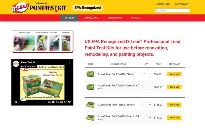 Screenshot of dleadpainttestkit.com
