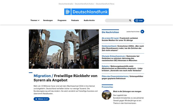 Screenshot of dlf.de