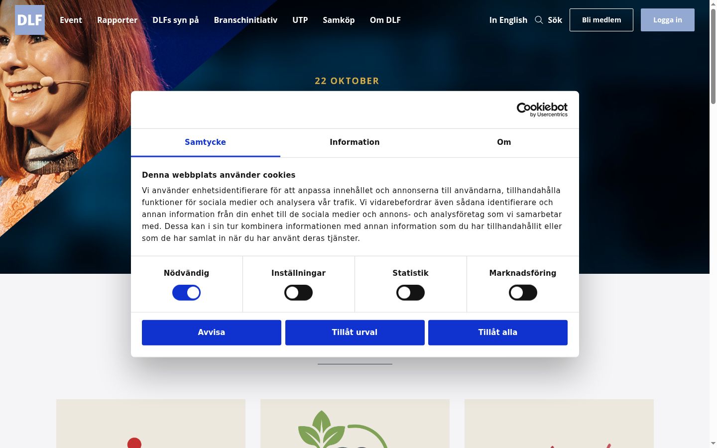 Captura de ecrã do banner de consentimento apresentado antes de qualquer interação