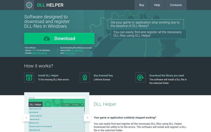 Skærmbillede af dllhelper.net
