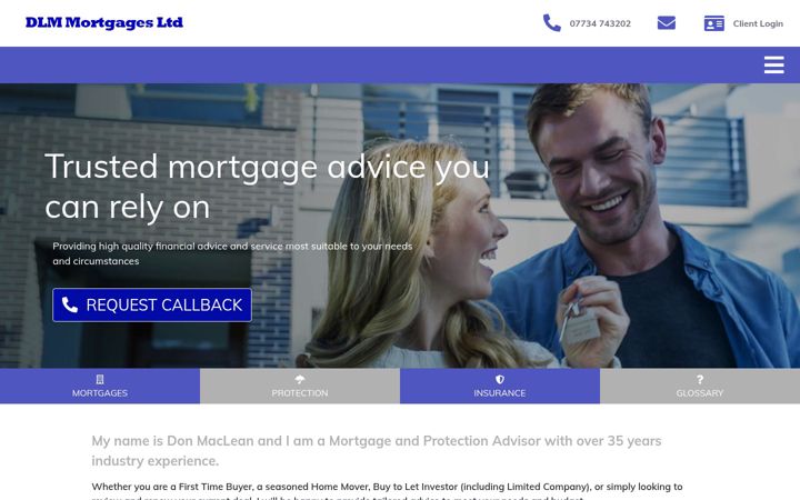 Snímek obrazovky dlmmortgages.co.uk