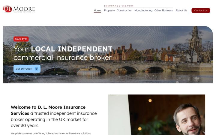 Snímek obrazovky dlmooreinsurance.co.uk