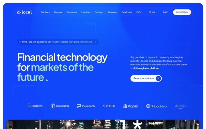 Captura de ecrã de dlocal.com