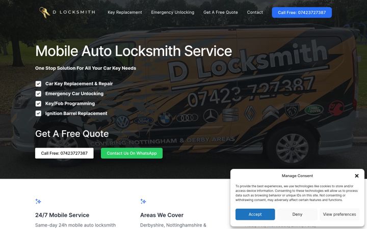 Snímek obrazovky dlocksmith.co.uk