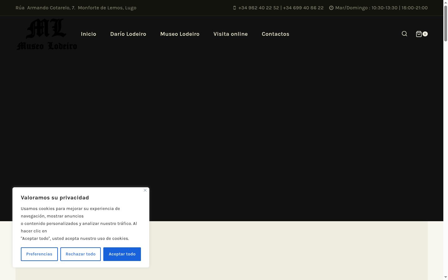 Screenshot del banner di consenso mostrato prima di qualsiasi interazione